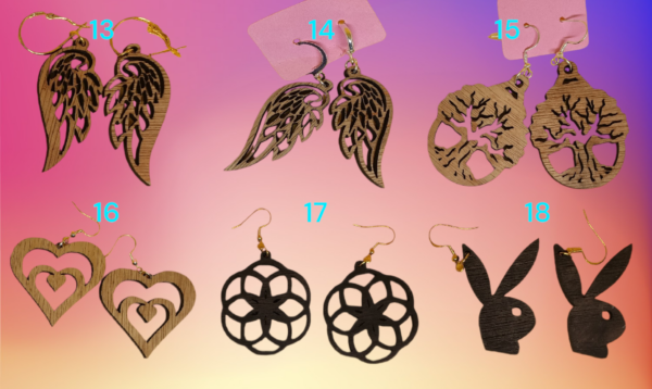 Boucles d’oreilles en bois – Image 3