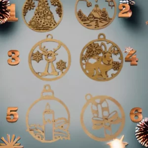 Boules de Noël en bois – 2025